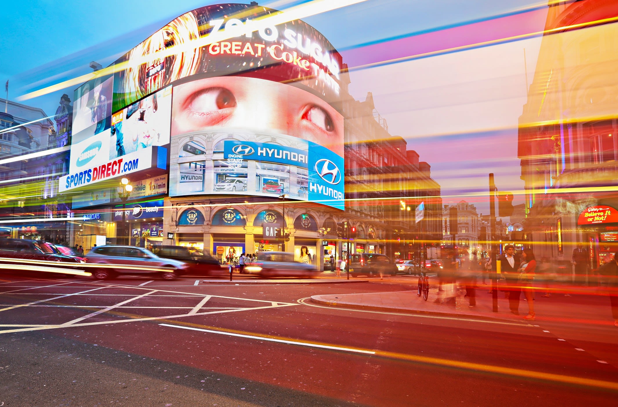 Piccadilly Circus at dusk