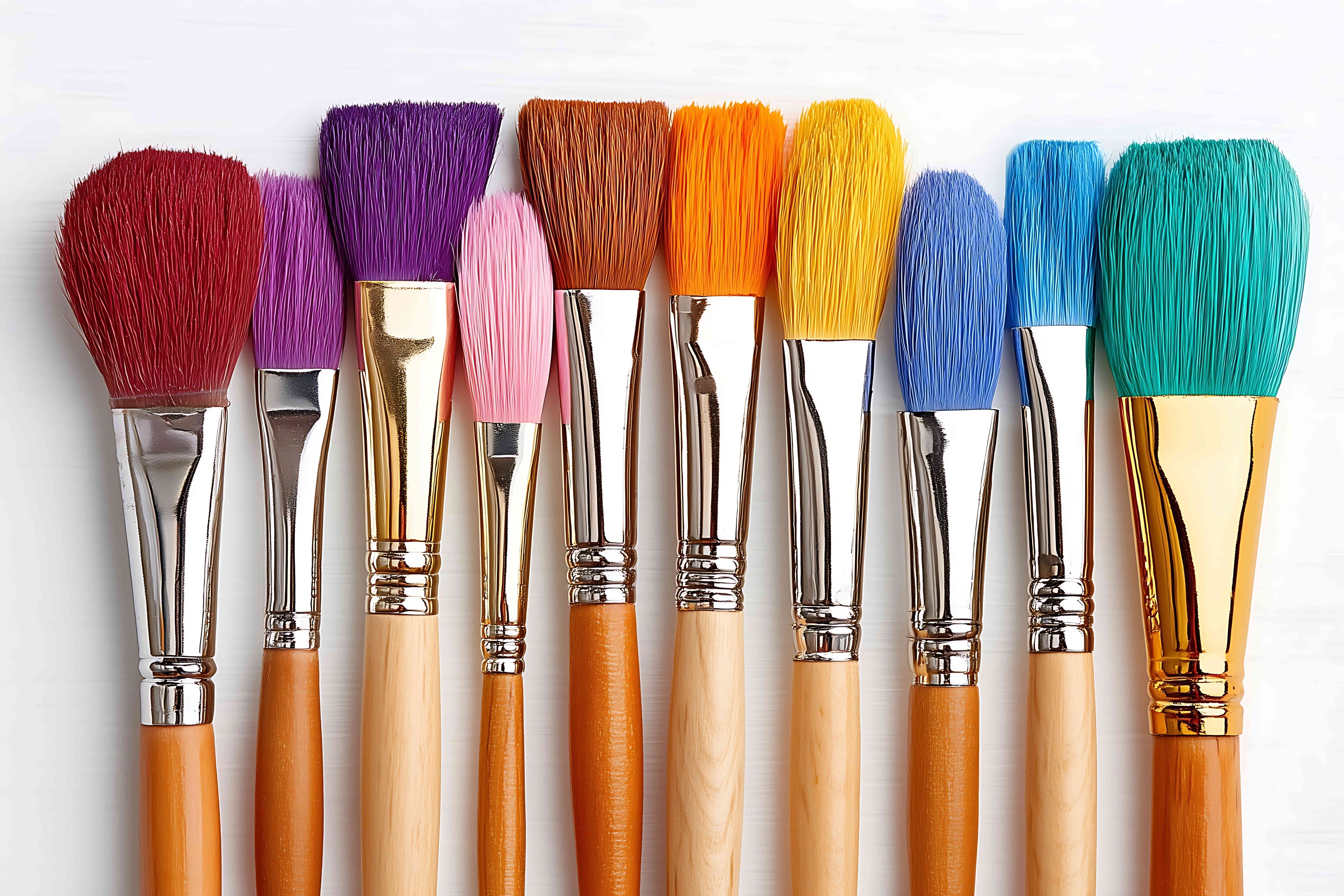 Multi-coloured paint brushes