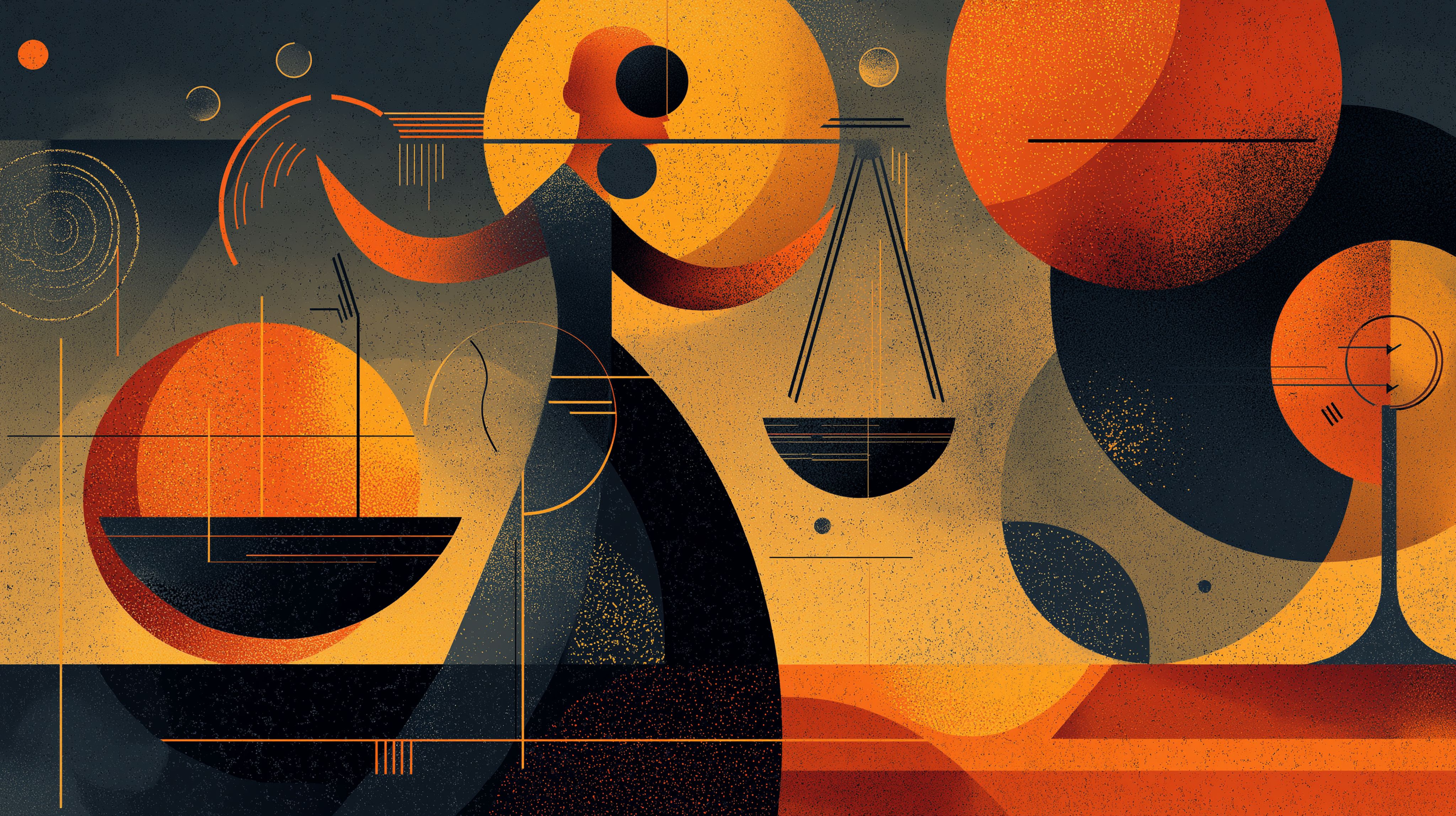 Stylised image of lady justice holding a weight scale