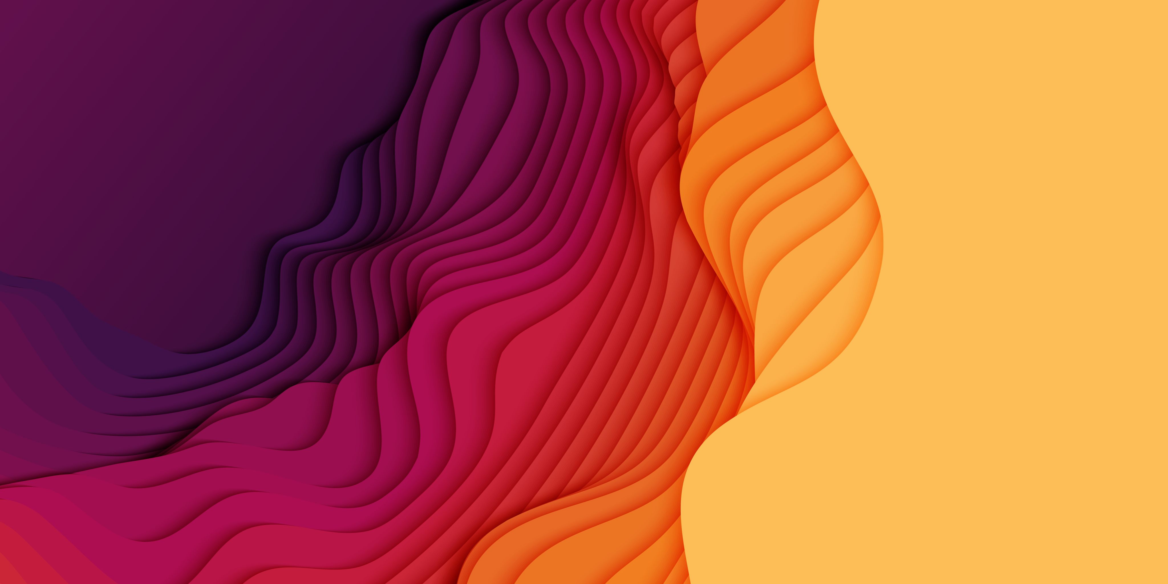Waves in warm colours - purple, red, orange